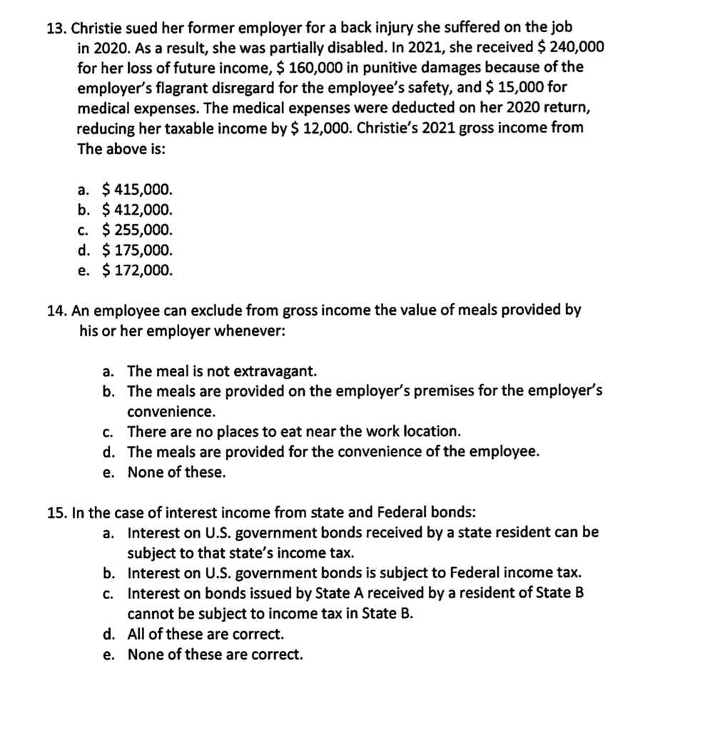 Solved 13 Christie Sued Her Former Employer For A Back 9244