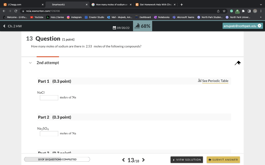 [Solved] How many moles of sodium are there in 2