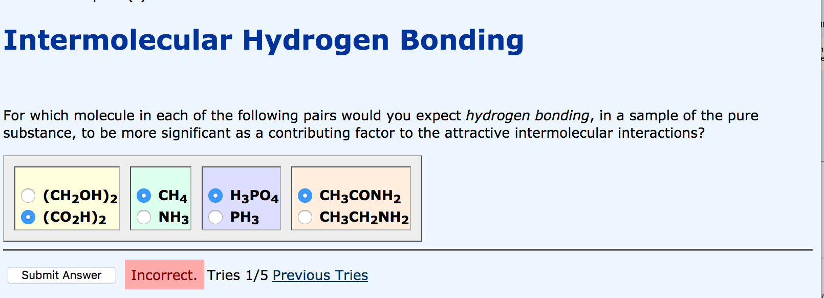 Solved Intermolecular Dipole-Dipole Forces From each pair | Chegg.com