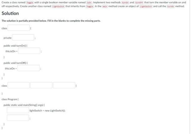 Solved Create a class named Toggle with a single boolean | Chegg.com