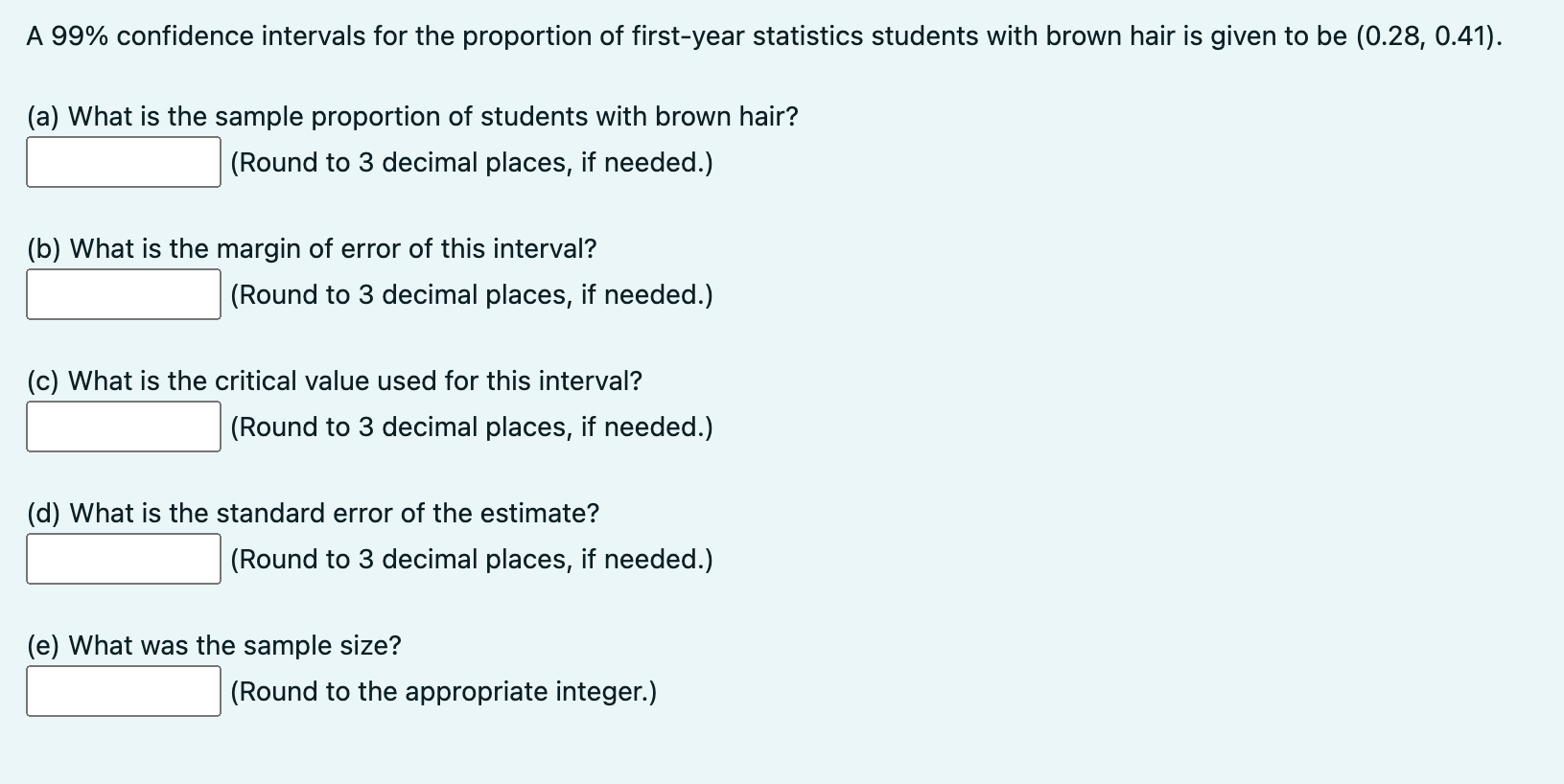 Solved A 99% confidence intervals for the proportion of | Chegg.com