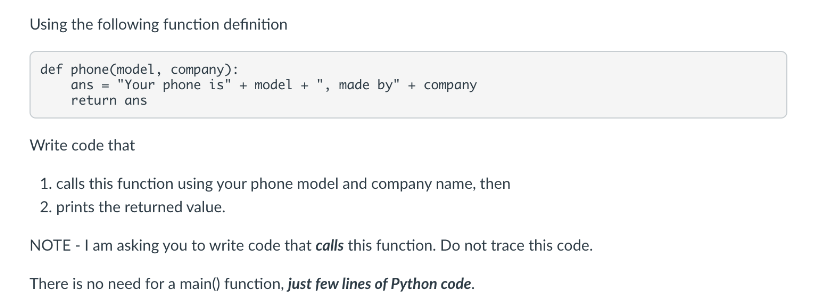 Solved Using the following function definition def | Chegg.com