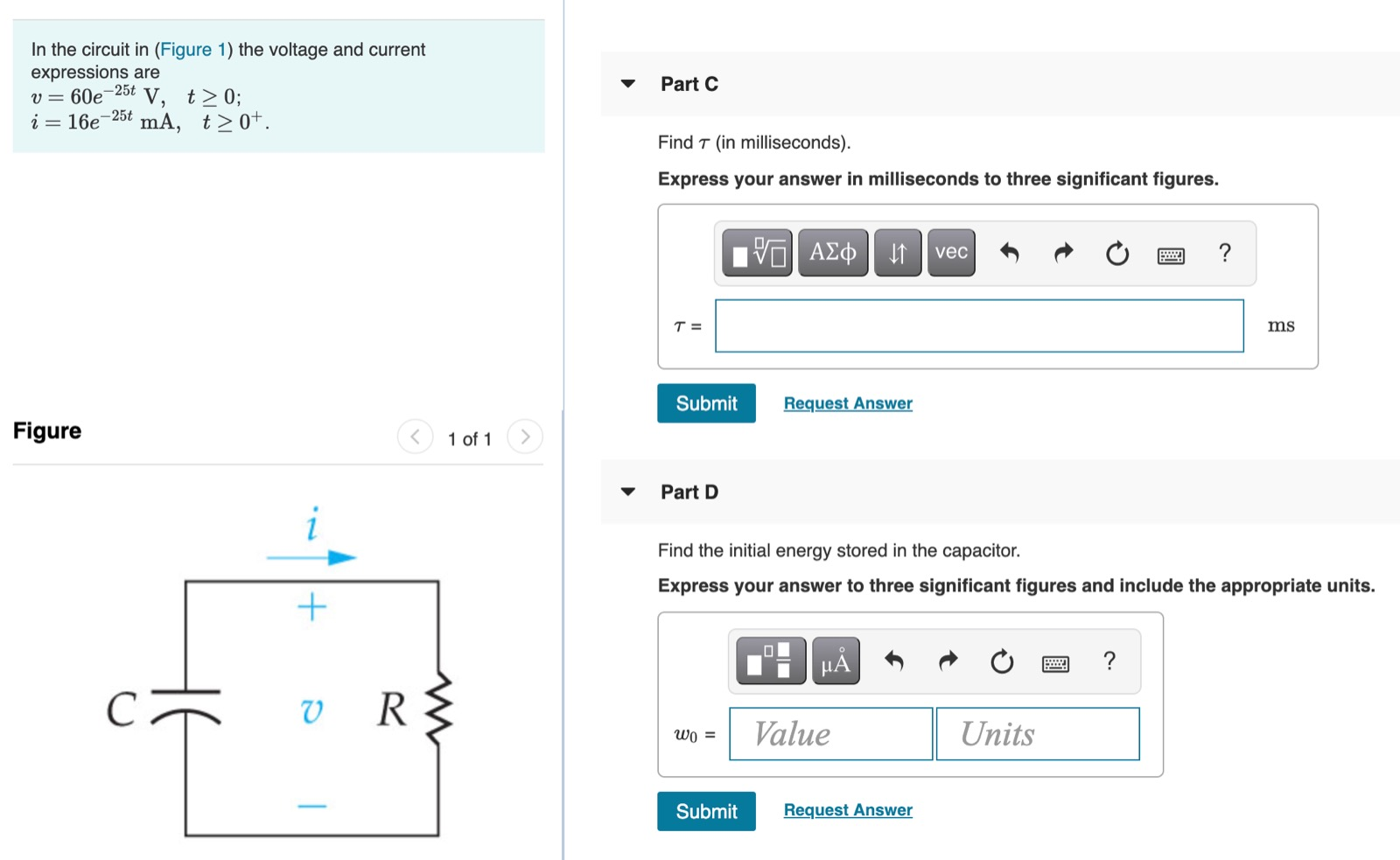 Solved In the circuit in (Figure 1) the voltage and current | Chegg.com