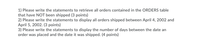 Solved Please write the required SQL statements based upon | Chegg.com