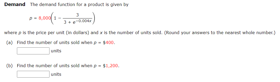 Solved Demand The demand function for a product is given by | Chegg.com