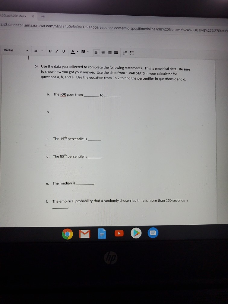 Solved 1) Use the data in the table to complete this lab. | Chegg.com