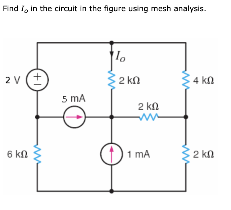 Solved Find Io in the circuit in the figure using mesh | Chegg.com