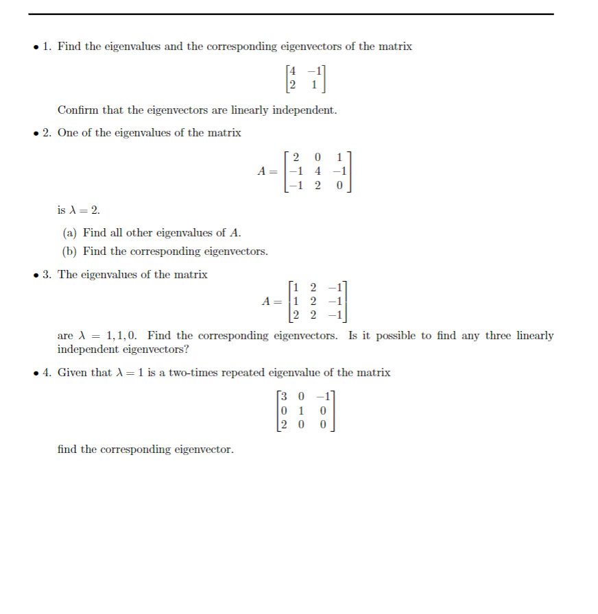 find the eigenvalues and eigenvectors of the matrix online