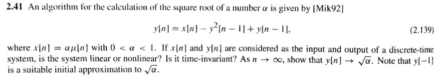 2.41 An algorithm for the calculation of the square | Chegg.com