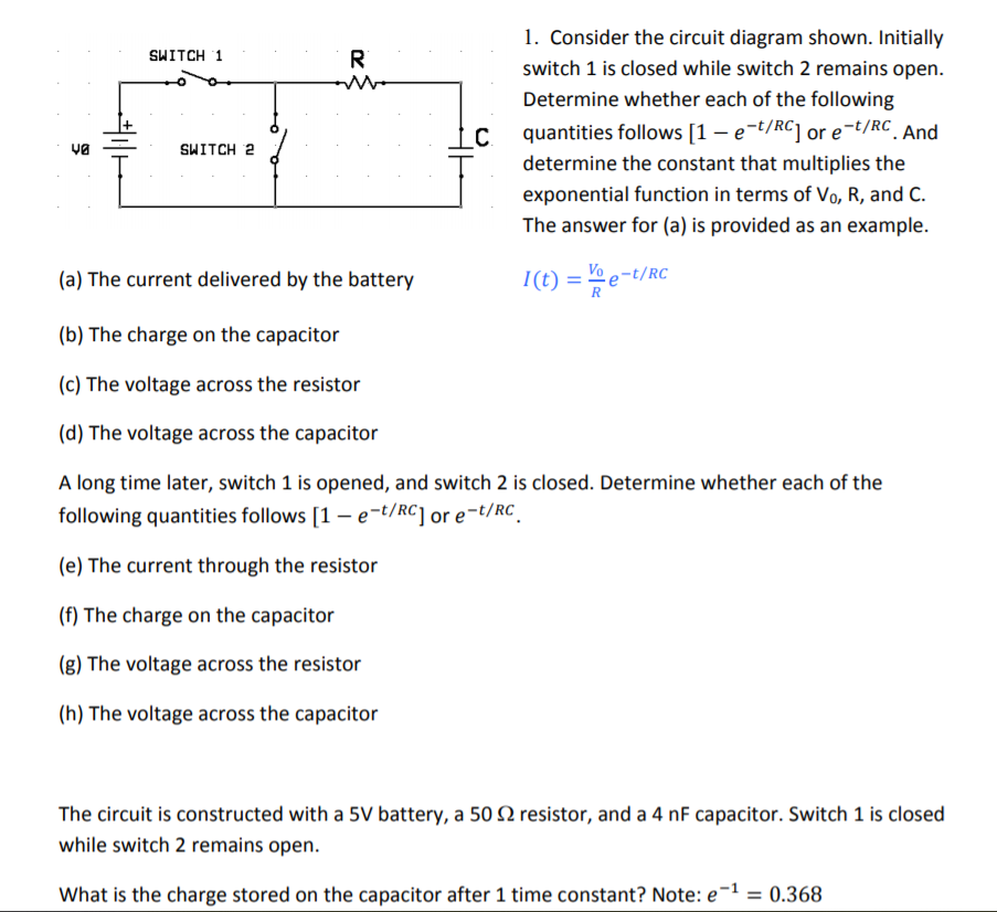 Solved Switch 1 1 Consider The Circuit Diagram S Chegg Com