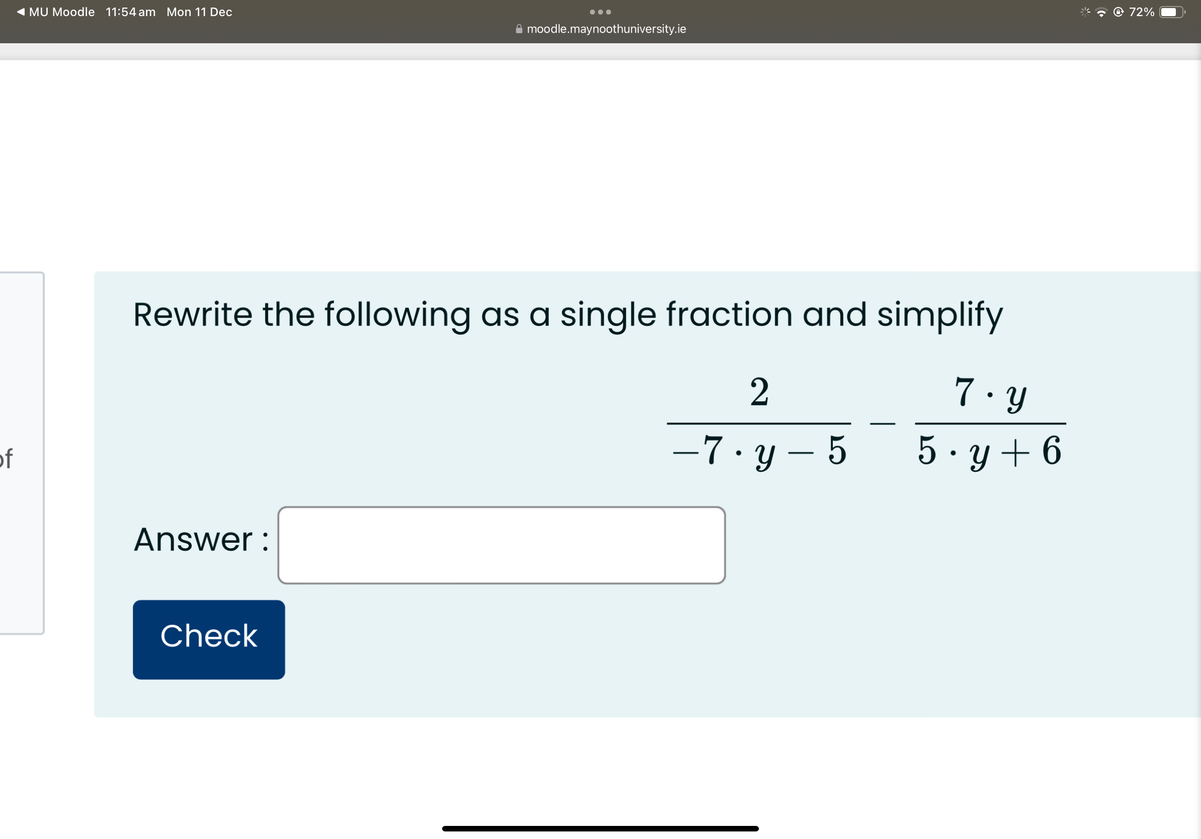 Solved Rewrite the following as a single fraction and | Chegg.com