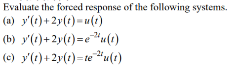 Solved Evaluate the forced response of the following | Chegg.com