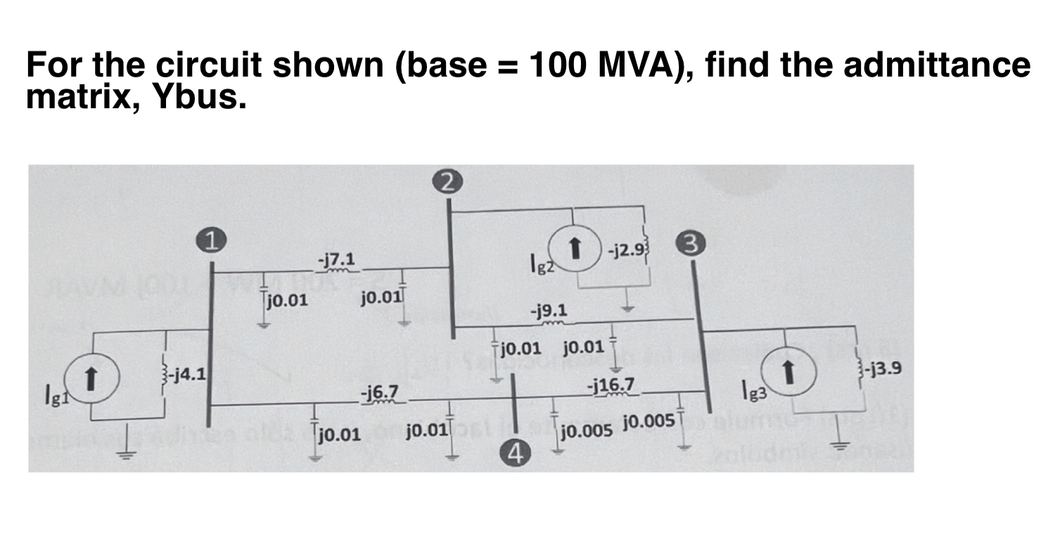 For the circuit shown (base =100MVA ), find the | Chegg.com