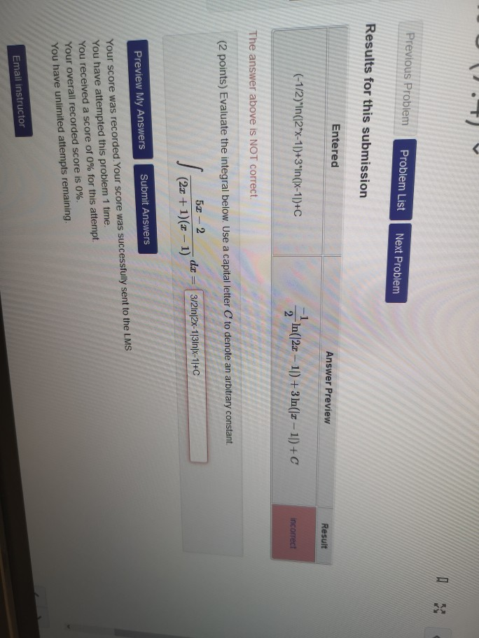 Solved Previous Problem Problem List Next Problem Results | Chegg.com