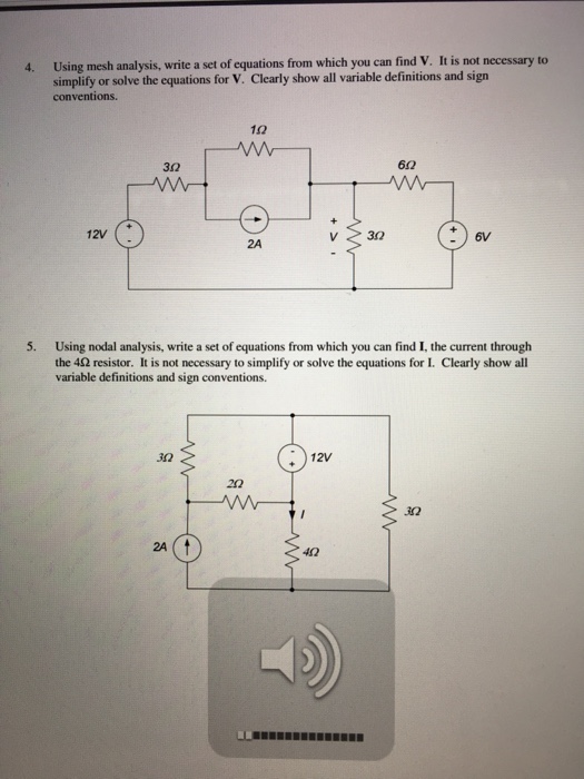 Solved Using Mesh Analysis, Write A Set Of Equations From | Chegg.com