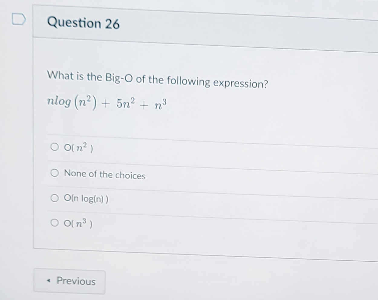 Solved What is the Big-O of the following expression? | Chegg.com