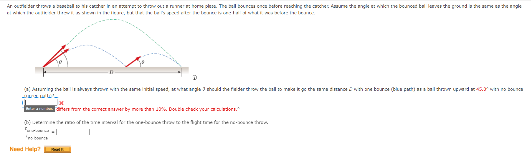 Solved at which the outfielder threw it as shown in the