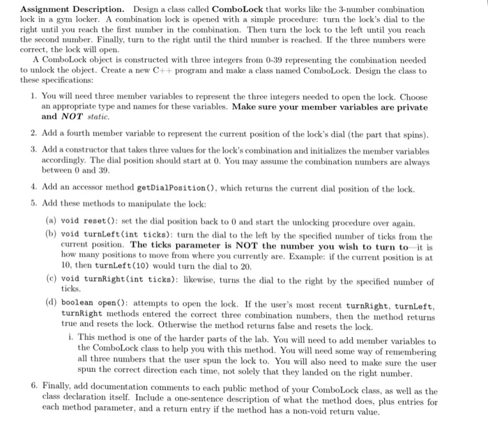 Solved Assignment Description. Design a class called | Chegg.com