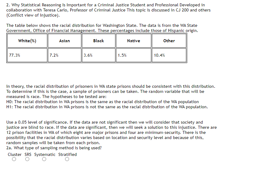 Solved 2. Why Statistical Reasoning Is Important for a | Chegg.com
