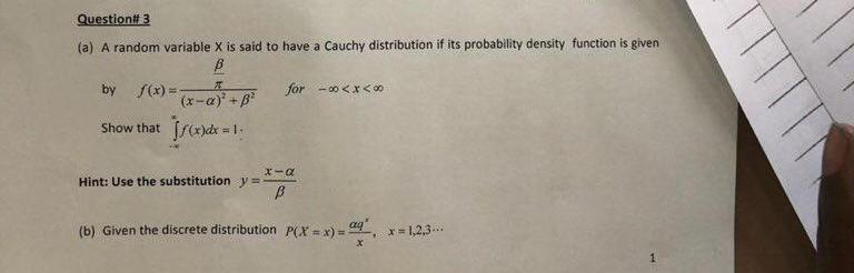 Solved Questiont 3 (a) A random variable X is said to have a | Chegg.com