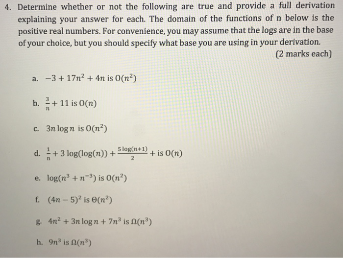 Solved 4. Determine whether or not the following are true | Chegg.com