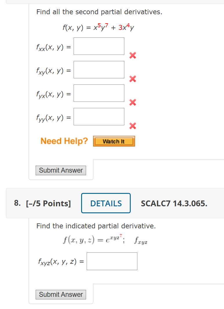 Solved Find All The Second Partial Derivatives. | Chegg.com