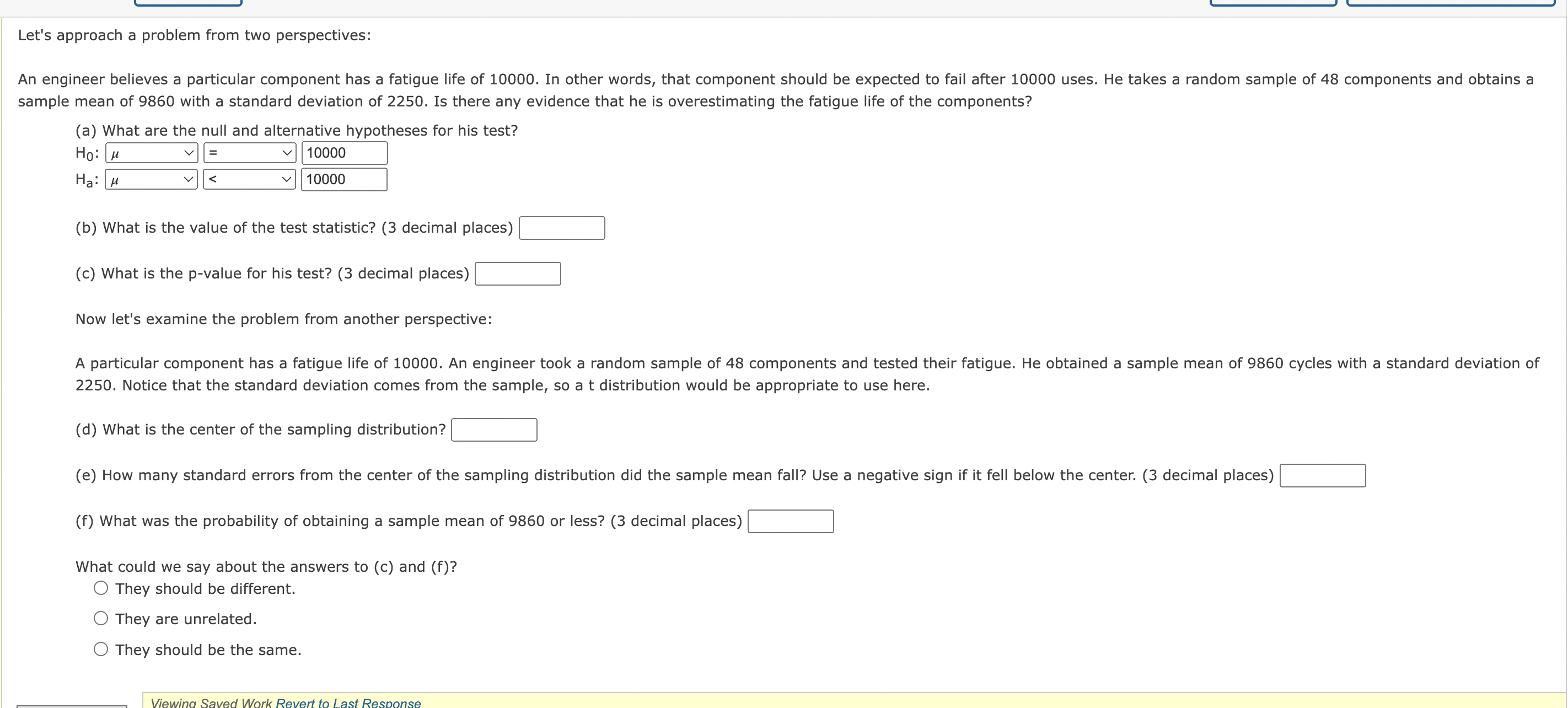 Solved nple mean of 9860 with a standard deviation of 2250 . | Chegg.com
