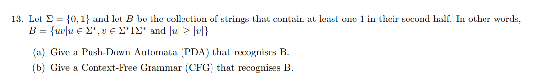 Solved 13. Let Σ={0,1} And Let B Be The Collection Of | Chegg.com