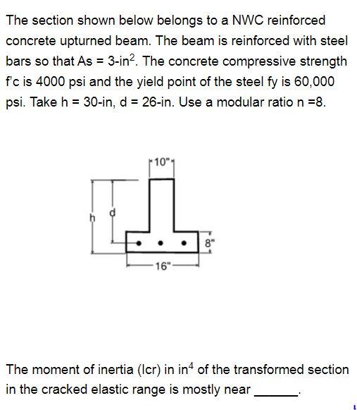 Solved The section shown below belongs to a NWC reinforced | Chegg.com