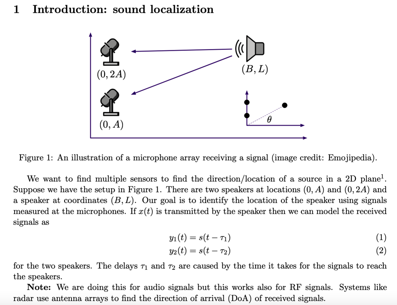 Solved 1 Introduction: sound localization (0,2A) (B, L) o | Chegg.com