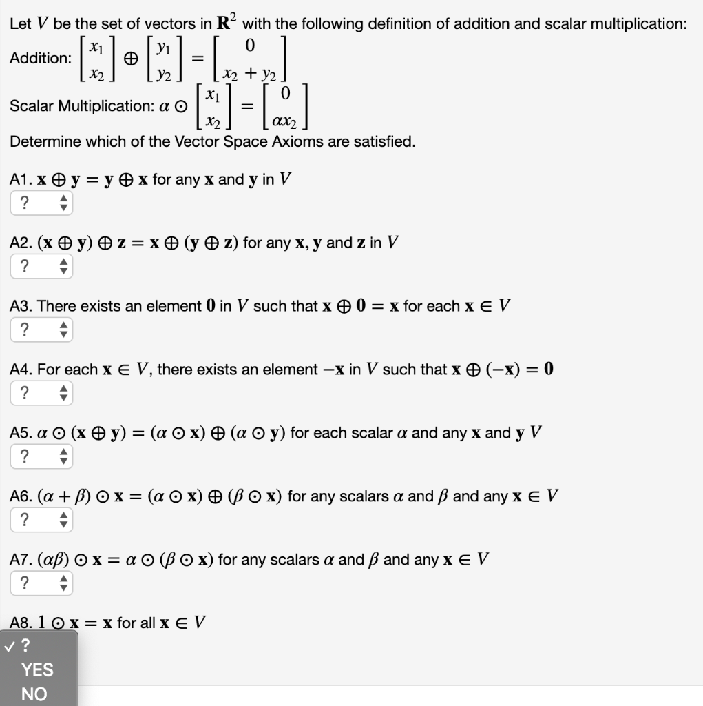 Solved Let V Be The Set Of Vectors In R2 With The Followi Chegg Com