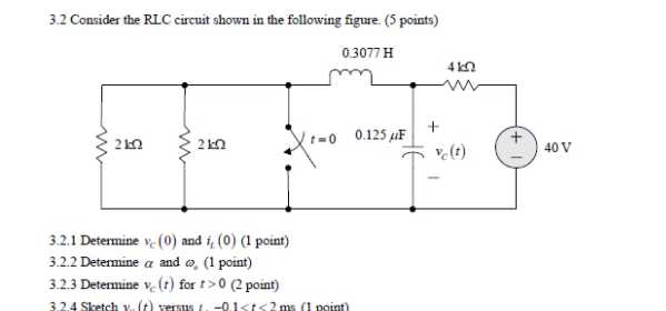 Solved 3.2 Consider the RLC circuit shown in the following | Chegg.com