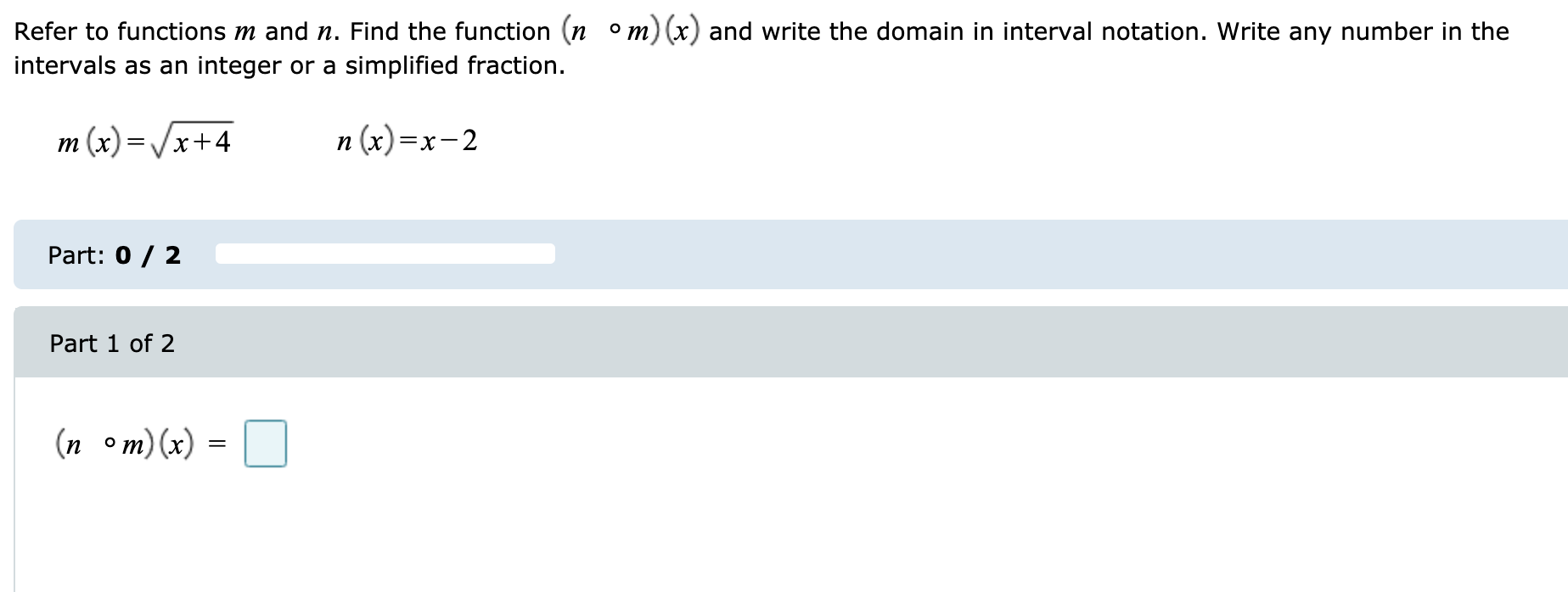 Solved Refer to functions m and n. Find the function (n | Chegg.com