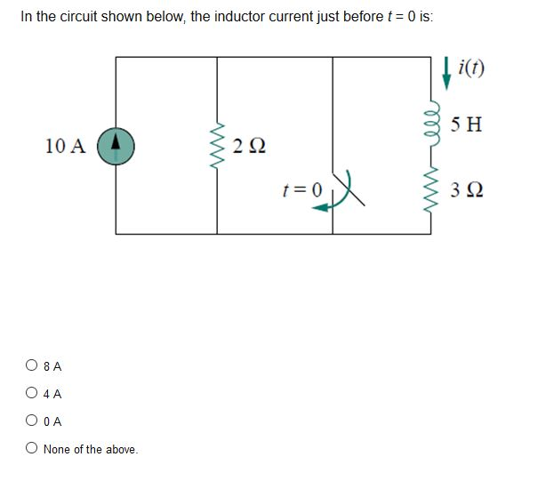 Solved In the circuit shown below, the inductor current just | Chegg.com