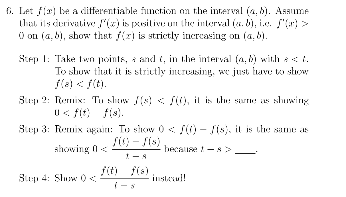 Solved 6. Let f(x) be a differentiable function on the | Chegg.com