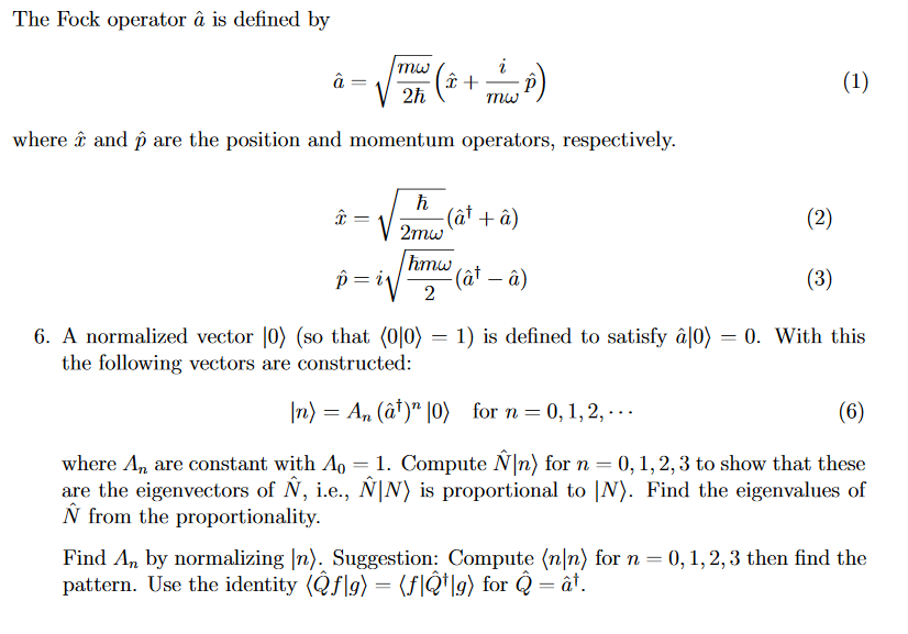 Solved The Fock Operator A Is Defined By Mw A V 2h 2 T I Chegg Com