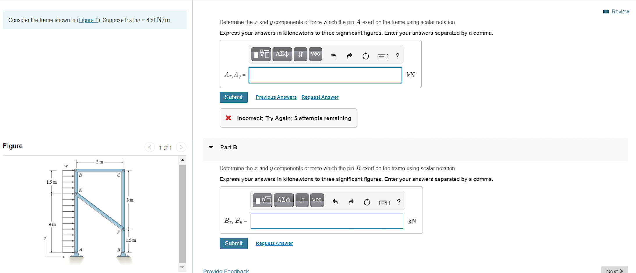 Solved M Review Consider the frame shown in (Figure 1). | Chegg.com