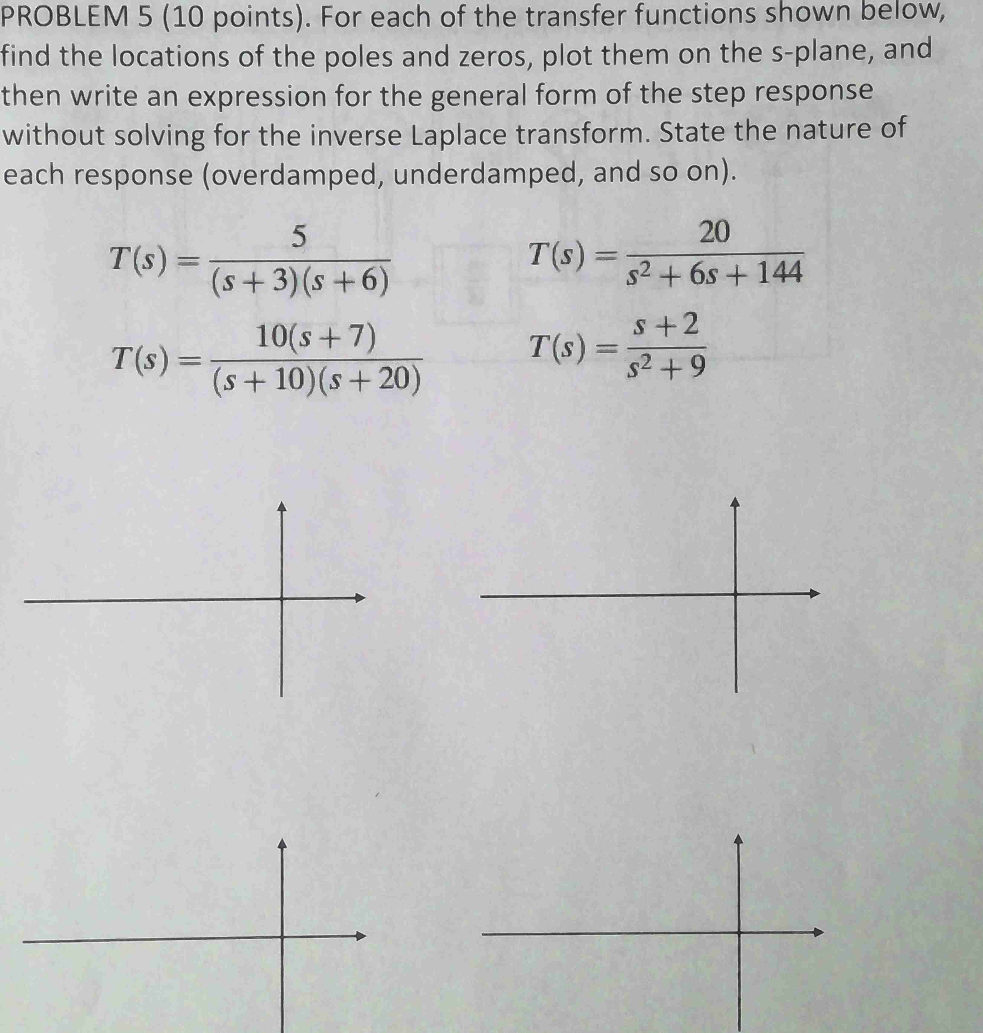 Solved PROBLEM 5 (10 ﻿points). ﻿For each of the transfer | Chegg.com