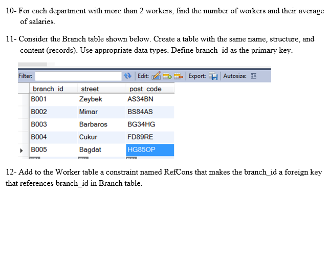 Solved Thank you from now ) Consider the Worker table shown | Chegg.com