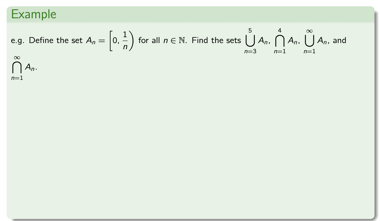 [Solved] e.g. Define the set ( A_{n}= left[0, frac{1}{n