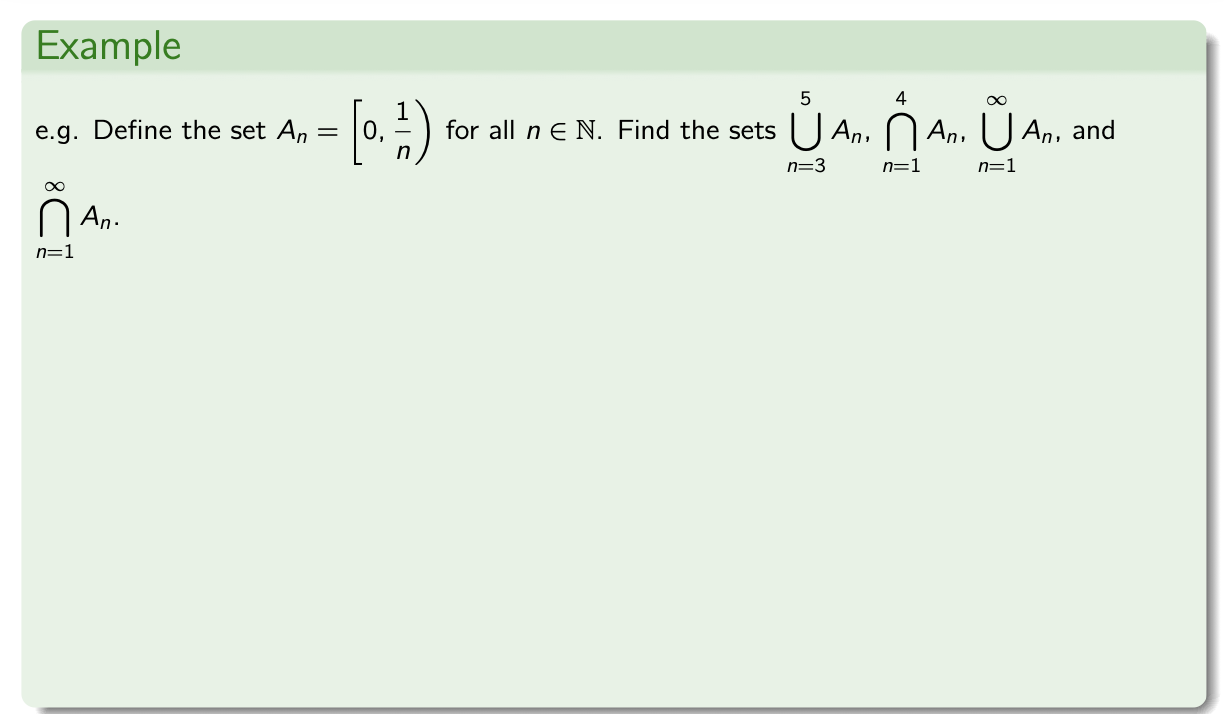 [Solved]: E.g. Define The Set ( A_{n}= Left[0, Frac{1}{n