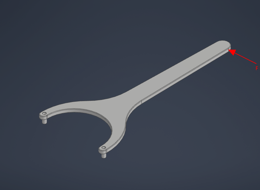 Solved The pin spanner wrench shown has a force, F, of 10lbs | Chegg.com