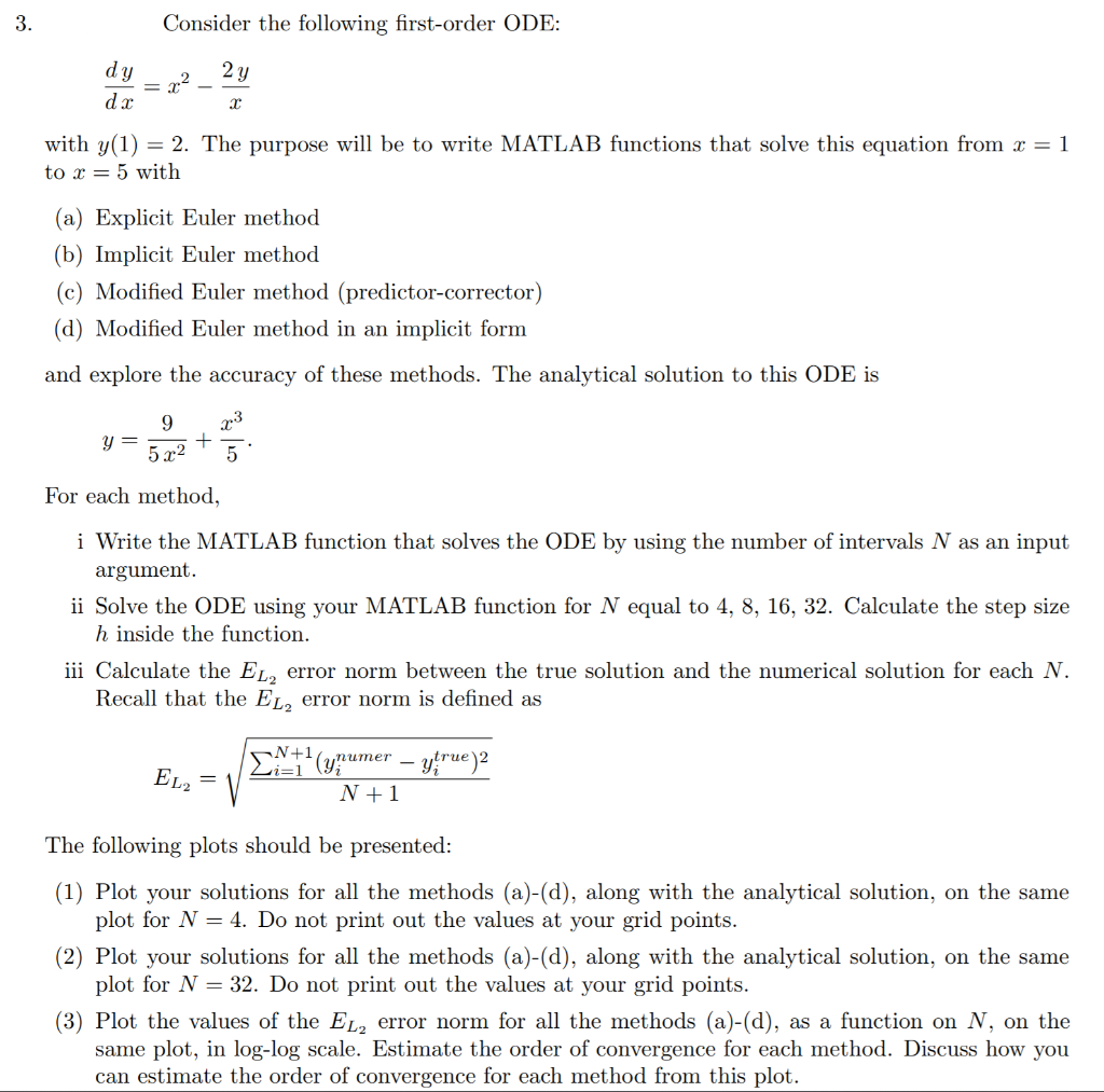 Solved Consider the following first-order ODE: d飞 2 with | Chegg.com