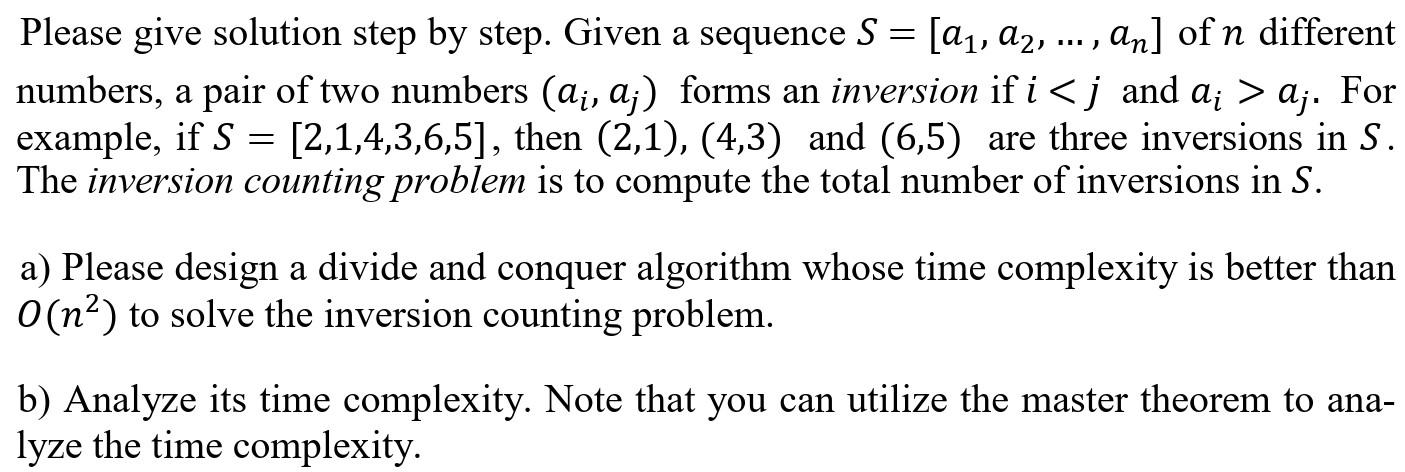 Solved Please give solution step by step. Given a sequence S | Chegg.com