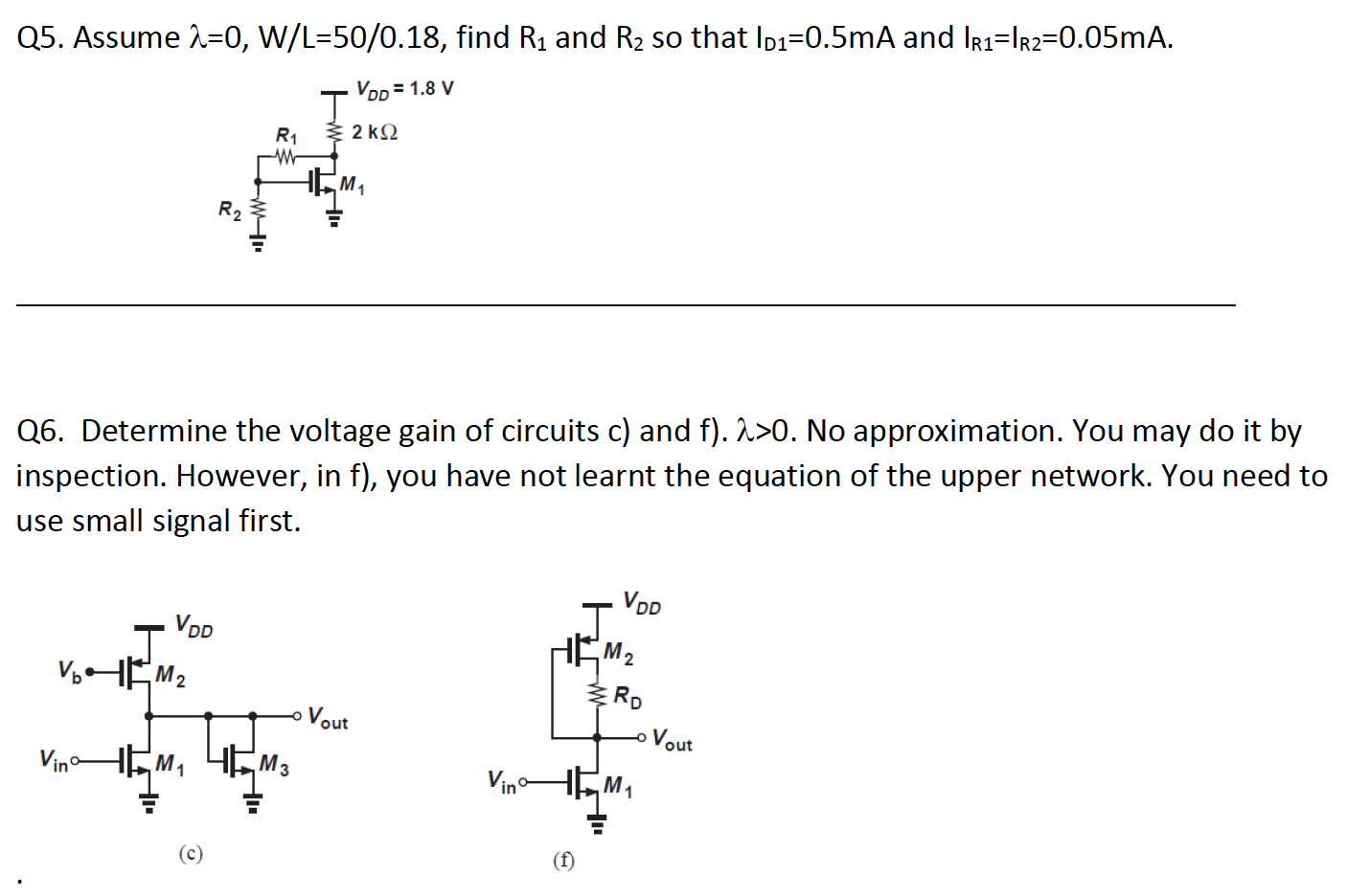 Q5 Assume0 W L 50 0 18 Find R1 And R2 So That L Chegg Com