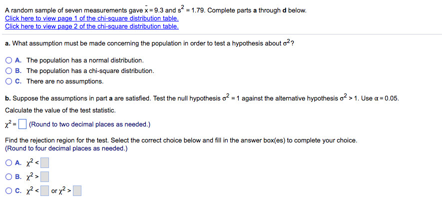 Solved A random sample of seven measurements gave x 9.3 and | Chegg.com