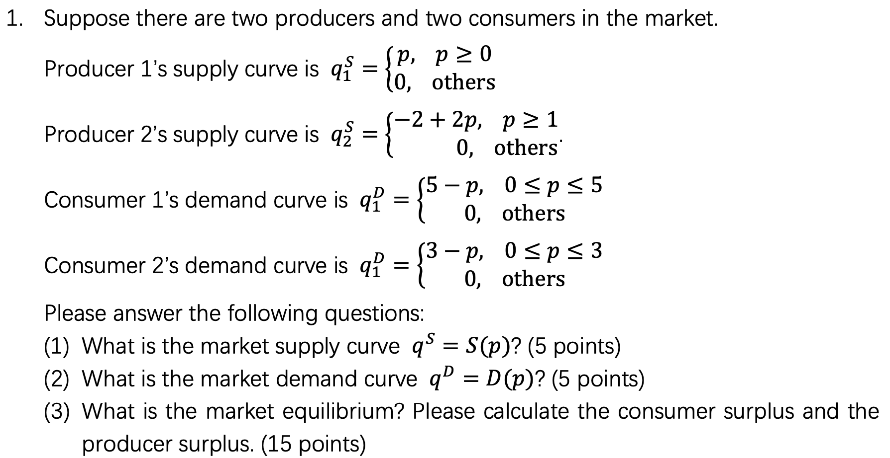 Solved 1. Suppose there are two producers and two consumers | Chegg.com