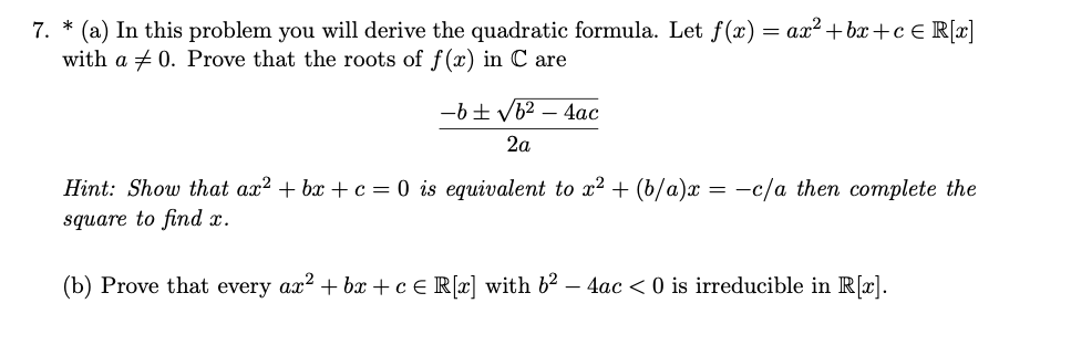 quadratic formula derivation