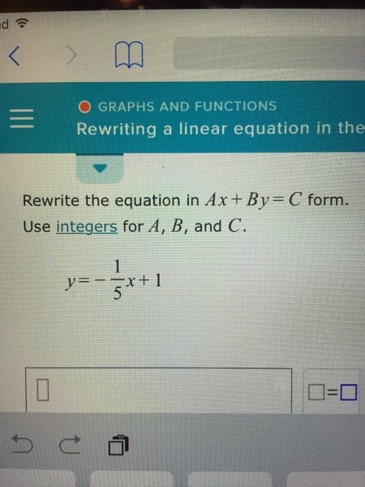 Solved Rewriting A Linear Equation In The Rewrite The | Chegg.com