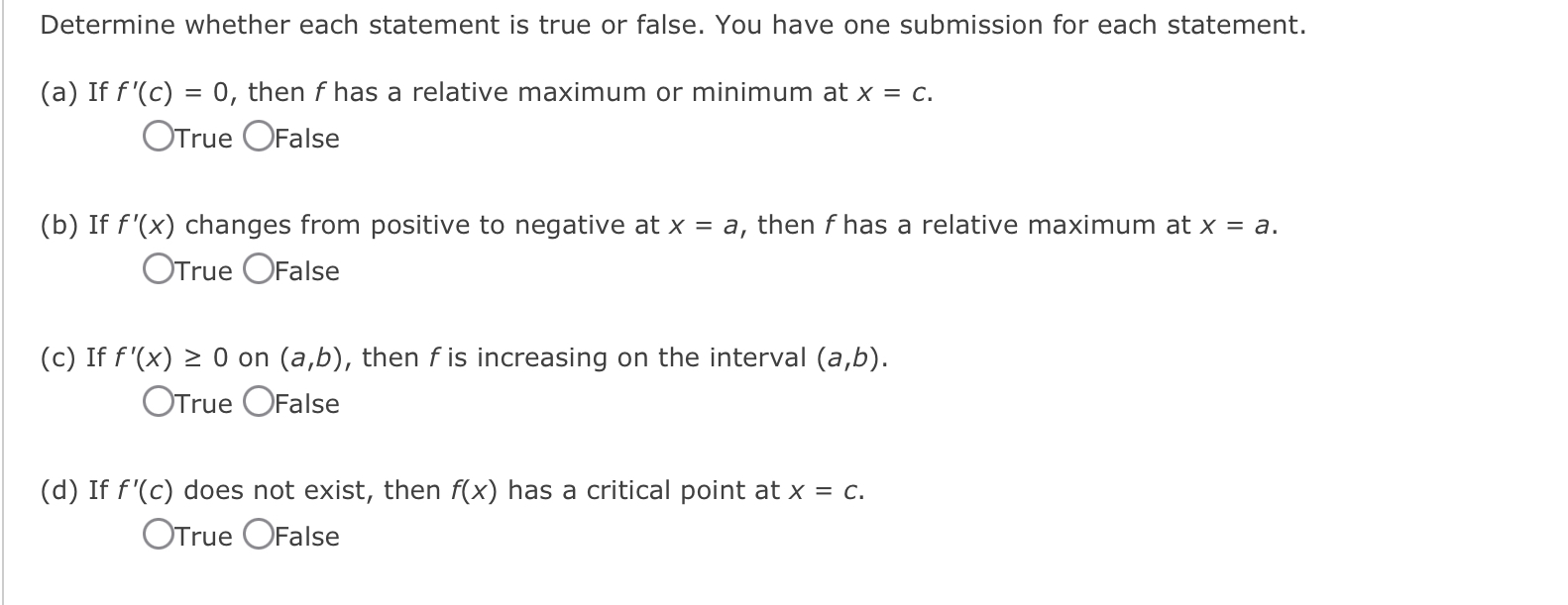 Solved Determine whether each statement is true or false. | Chegg.com